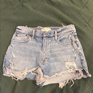Abercrombie & Fitch Light Blue Distressed Denim Shorts